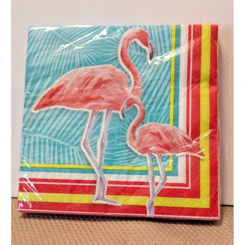 Party Creations Luau Flamingo Island Oasis Paper Napkins 5-packs 2-ply 80 Pc NEW